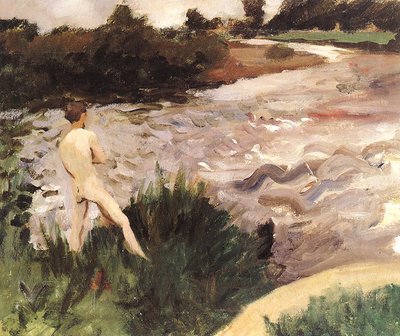 Gloomy Landscape with Bather by Károly Ferenczy